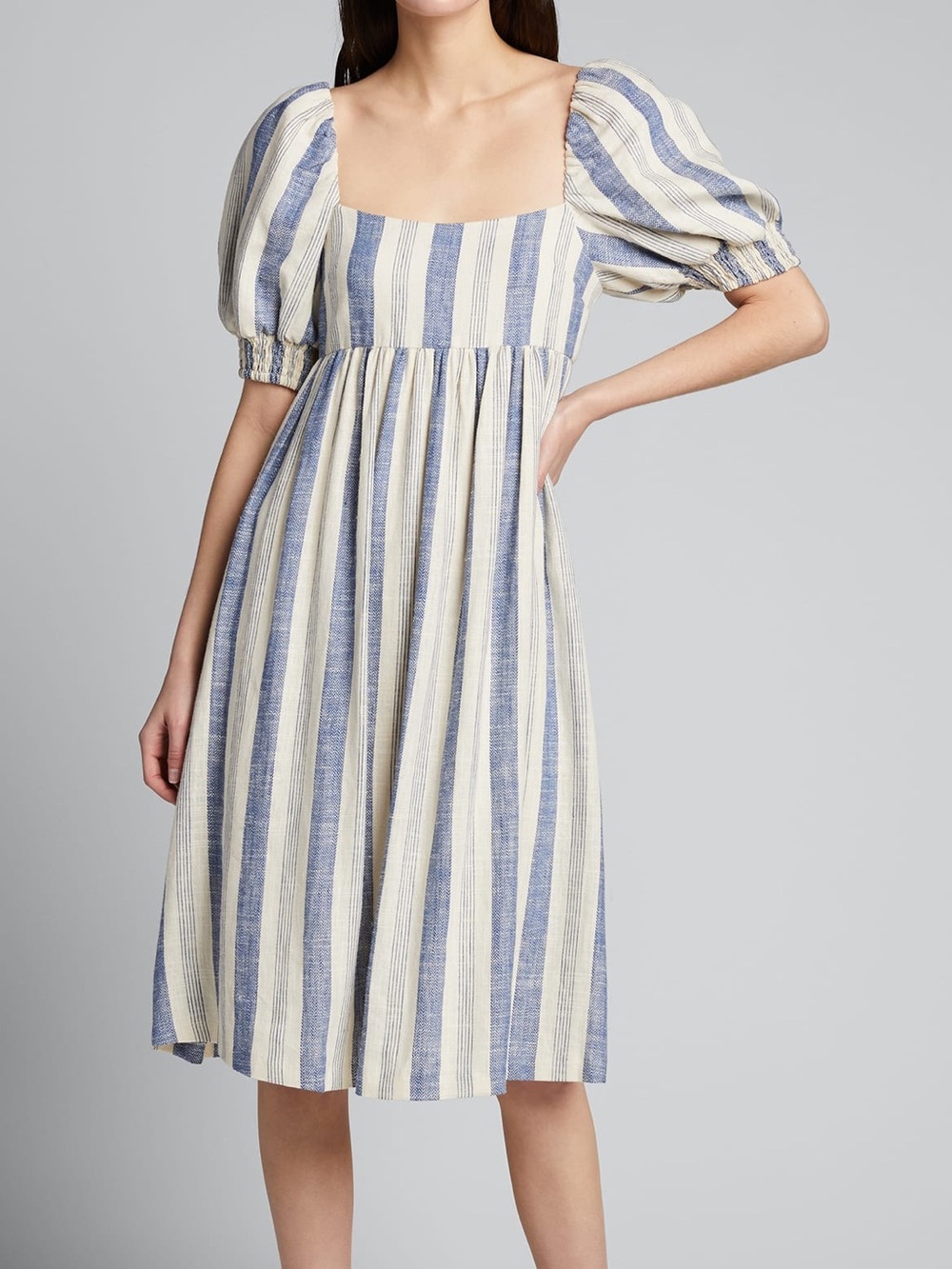 LIKE NEW Alice and Olivia Women’s Bauery Puff-Sleeve Babydoll Midi Dress